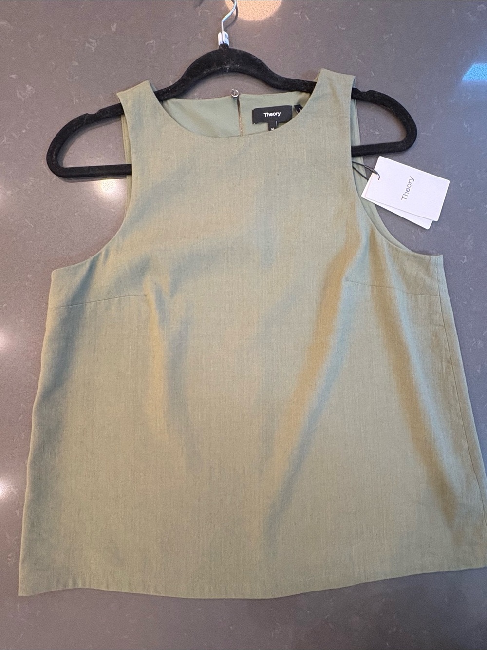 THEORY Racer Neck Shell Top in Fern - Picture 5 of 9